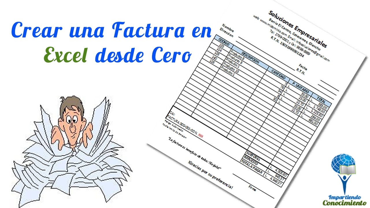 Como Crear una Factura en excel desde cero