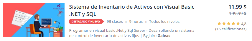 Curso de Visual Basic para desarrollar un sistema de Inventario